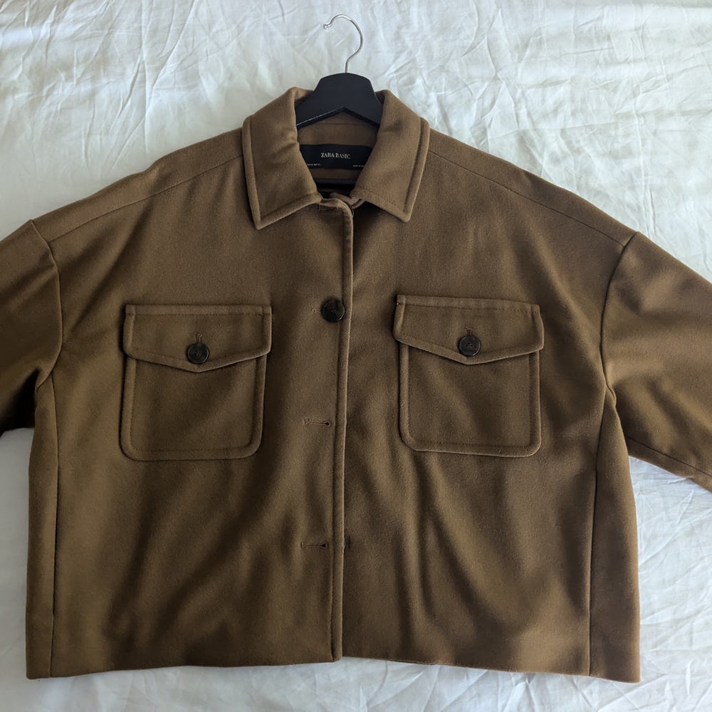 Zara Women Tan Shirt Jacket
